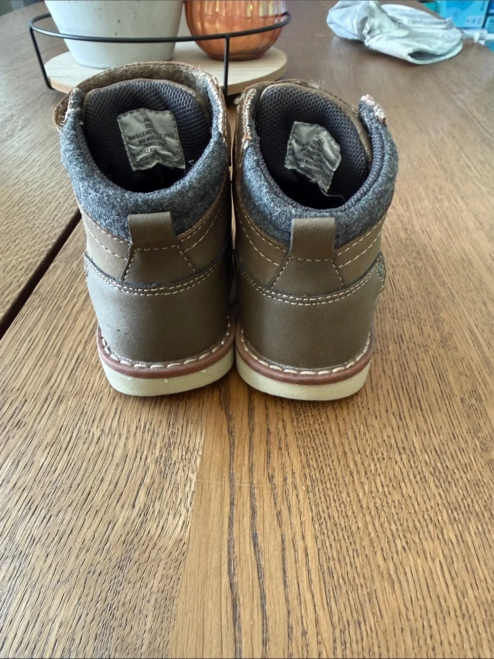 Falls Creek Kids Tan Brown Velcro Ankle Boots
